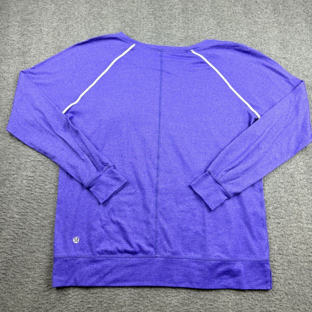 Lululemon Purple Heathered Long Sleeve Top Raglan Piping Chest Pocket Sz 10
